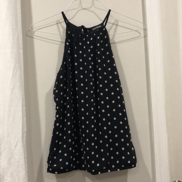 Express Tops - Express black and white polka dot tank size small